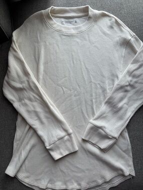 Abercrombie & Fitch Ivory Waffle Thermal Crewneck